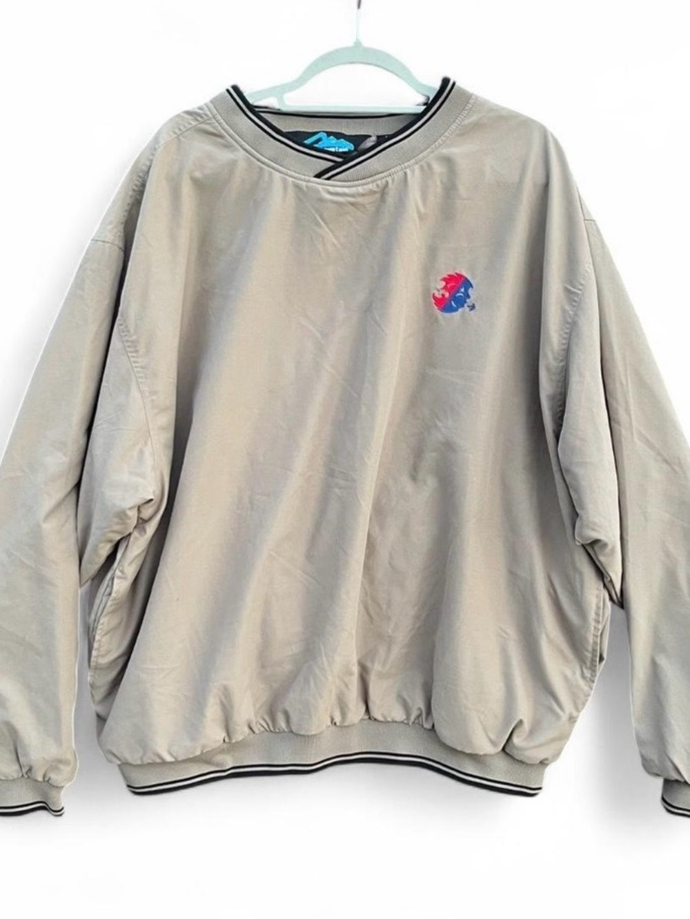 Fire and Ice Windbreaker Pullover Jacket - Light Tan with Contrast Trim